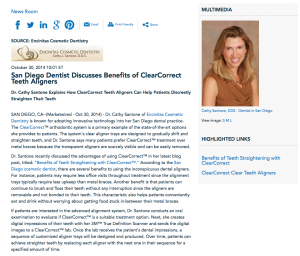 Encinitas Cosmetic Dentistry, ClearCorrect, benefits of teeth straightening with ClearCorrect, San Diego cosmetic dentist, cosmetic dentistry, Dr. Santone